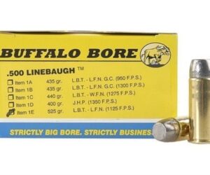 BUFFALO BORE AMMUNITION 500 LINEBAUGH 525 GRAIN LEAD FLAT NOSE 200 ROUND