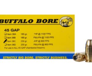 BUFFALO BORE AMMUNITION 45 GAP 230 GRAIN JACKETED HOLLOW POINT 500 ROUNDS