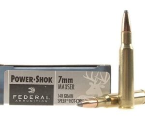Federal Power-Shok Ammunition 7x57mm Mauser (7mm Mauser) 140 Grain Speer Hot-Cor Soft Point 300 round
