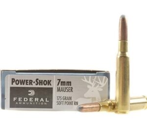 Federal Power-Shok Ammunition 7x57mm Mauser (7mm Mauser) 175 Grain Round Nose Soft Point 300 round