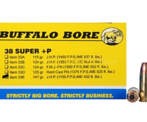 Buffalo Bore Ammunition Outdoorsman 38 Super +P 147 Grain Jacketed Hollow Point