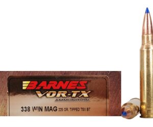 Barnes VOR-TX Ammunition 338 Winchester Magnum 225 Grain TTSX Polymer Tipped Spitzer Boat Tail Lead-Free  200 rounds