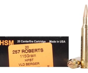 HSM Trophy Gold Ammunition 257 Roberts +P 115 Grain Berger Hunting VLD Hollow Point Boat Tail 500 rounds
