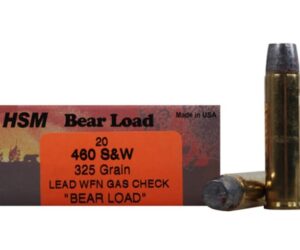 HSM Bear Ammunition 460 S&W Magnum 325 Grain Lead Wide Flat Nose Gas Check 500 rounds