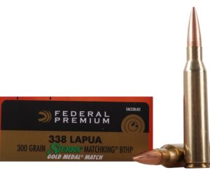 Federal Premium Gold Medal Ammunition 338 Lapua Magnum 300 Grain Sierra MatchKing Hollow Point Boat Tail 100 rounds